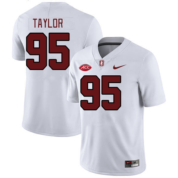 Men #95 Aristotle Taylor Stanford Cardinal 2024 ACC Conference College Football Jerseys Stitched-Whi